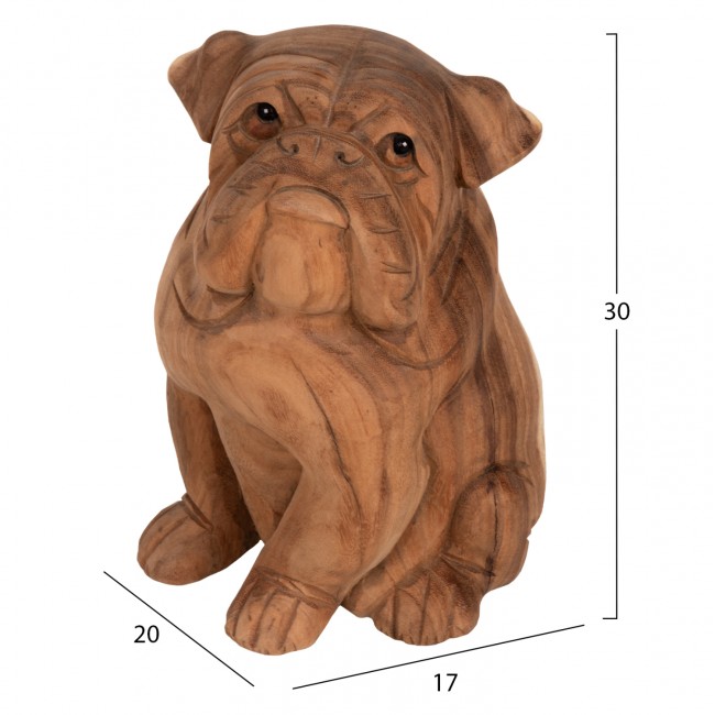 Διακοσμητικό δαπέδου "DOZER BULLDOG" από ξύλο σε φυσικό χρώμα 20x17x30