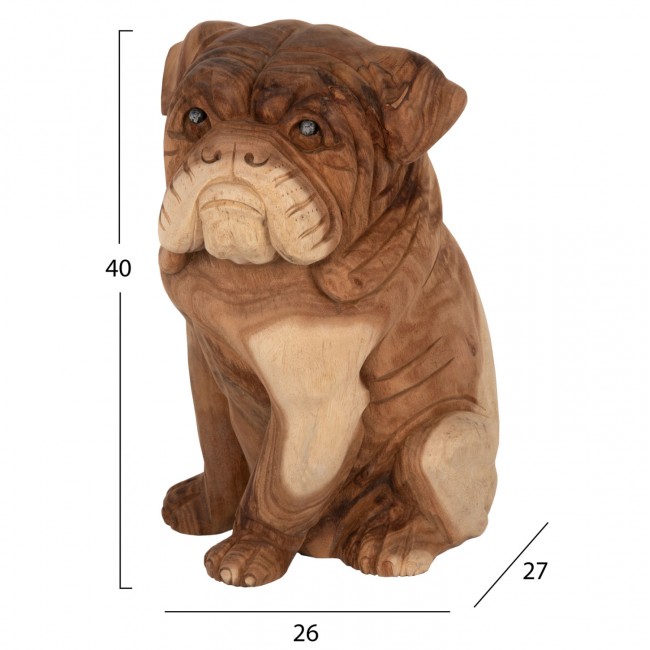 Διακοσμητικό δαπέδου "DOZER BULLDOG" από ξύλο σε φυσικό χρώμα 26x27x40