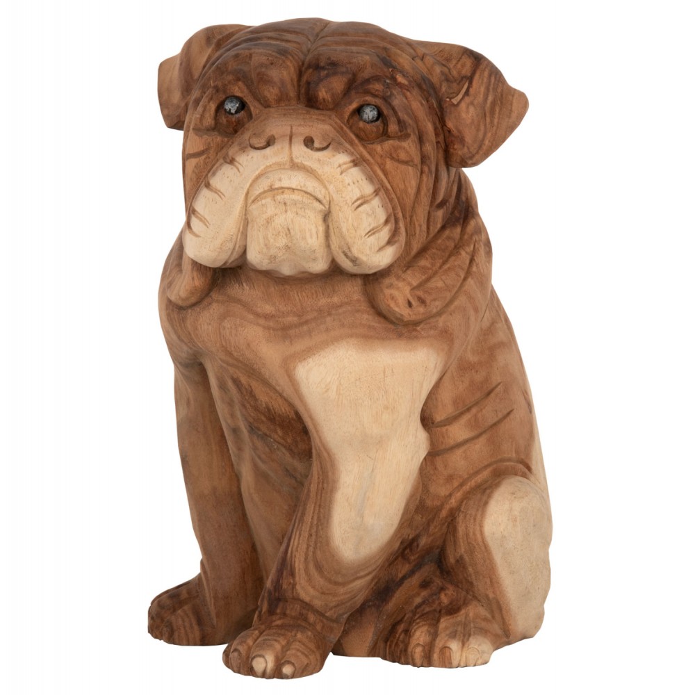 Διακοσμητικό δαπέδου "DOZER BULLDOG" από ξύλο σε φυσικό χρώμα 26x27x40