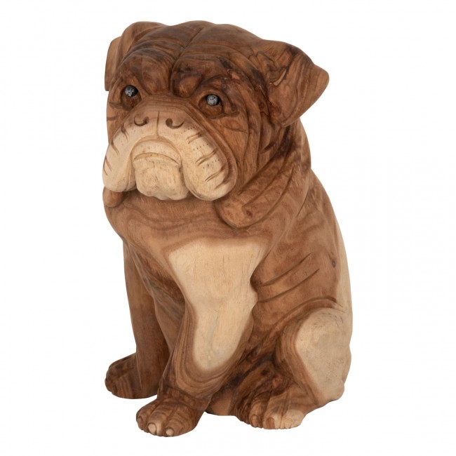 Διακοσμητικό δαπέδου "DOZER BULLDOG" από ξύλο σε φυσικό χρώμα 26x27x40