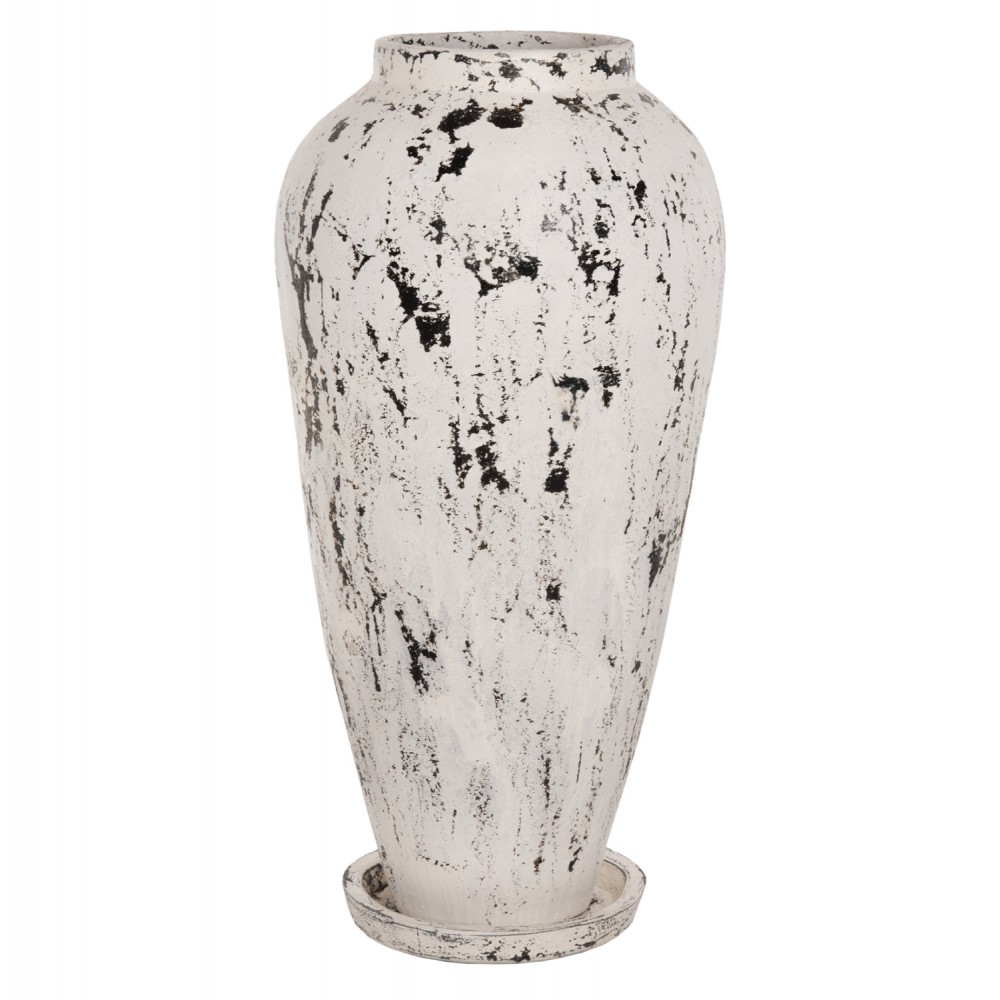 Διακοσμητικό βάζο δαπέδου σε χρώμα αντικέ λευκό Φ45x100