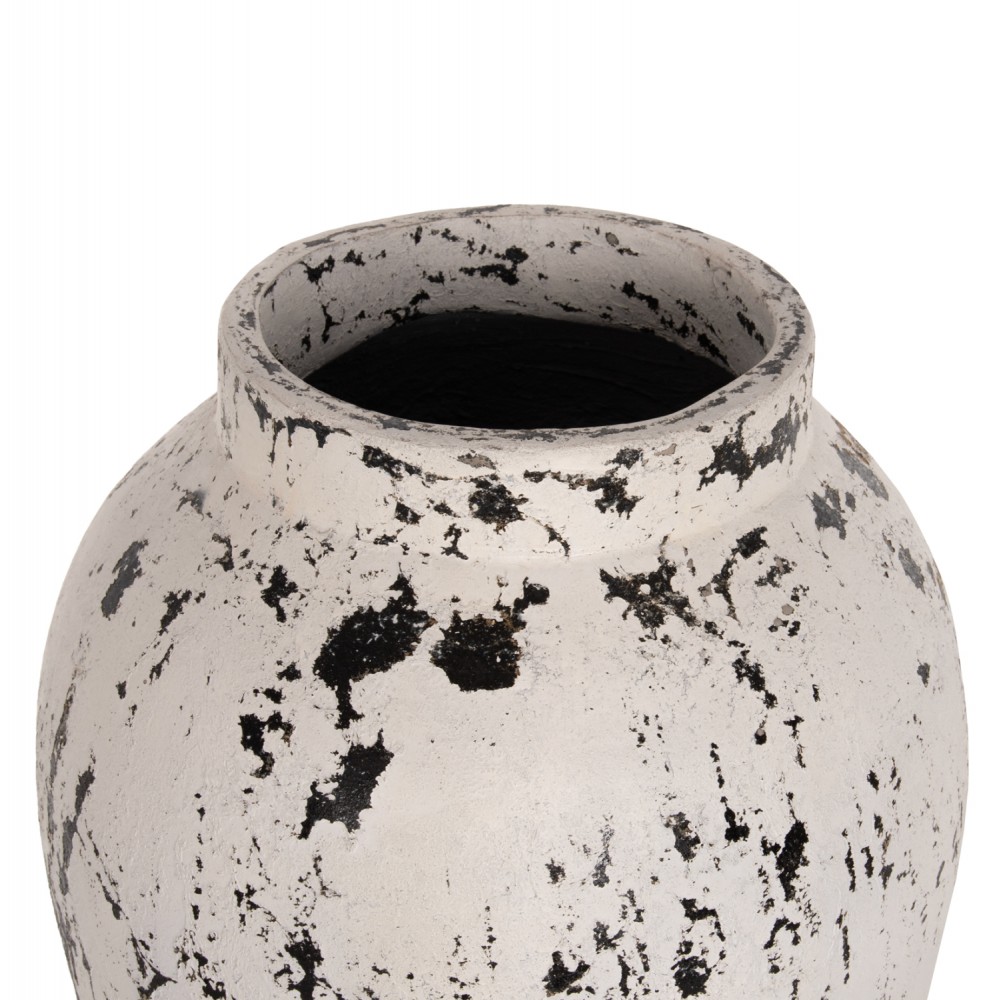 Διακοσμητικό βάζο δαπέδου σε χρώμα αντικέ λευκό Φ45x100