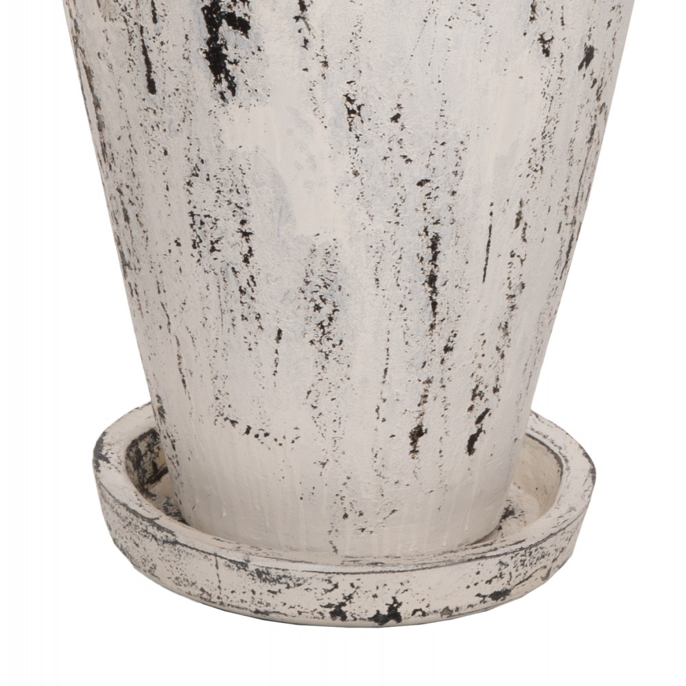 Διακοσμητικό βάζο δαπέδου σε χρώμα αντικέ λευκό Φ45x100