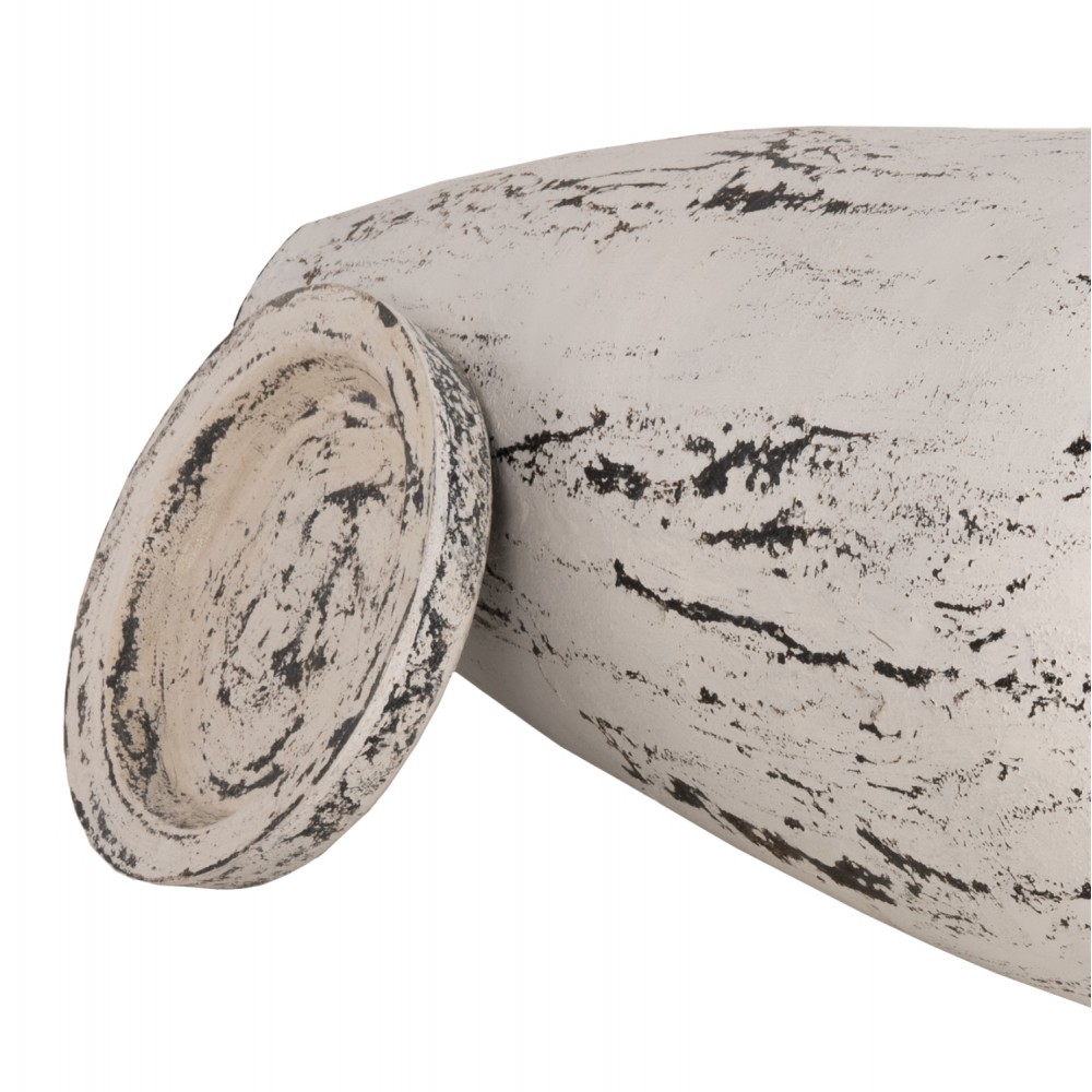 Διακοσμητικό βάζο δαπέδου σε χρώμα αντικέ λευκό Φ45x100