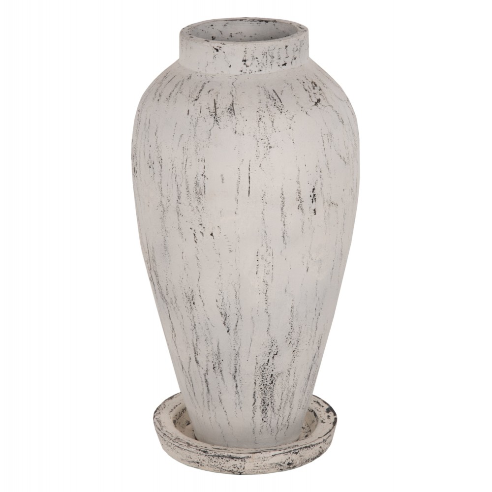 Διακοσμητικό βάζο δαπέδου σε χρώμα αντικέ λευκό Φ40x80