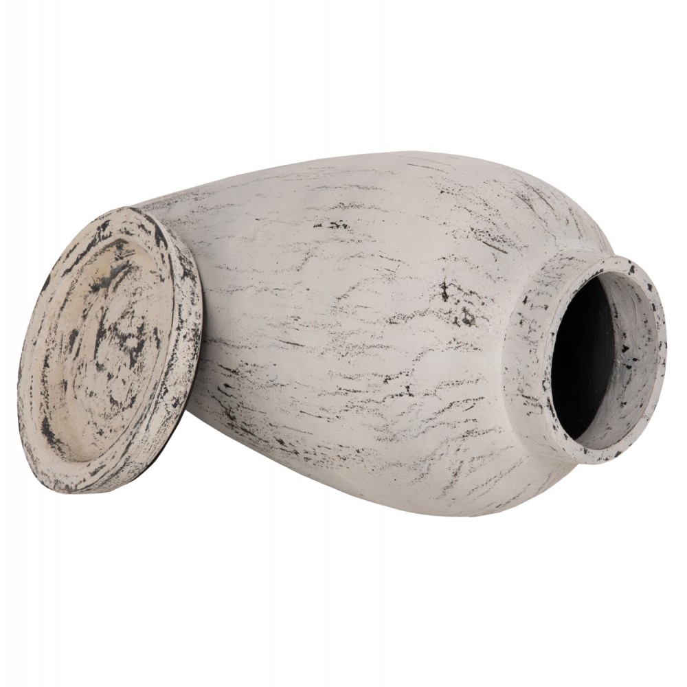 Διακοσμητικό βάζο δαπέδου σε χρώμα αντικέ λευκό Φ40x80