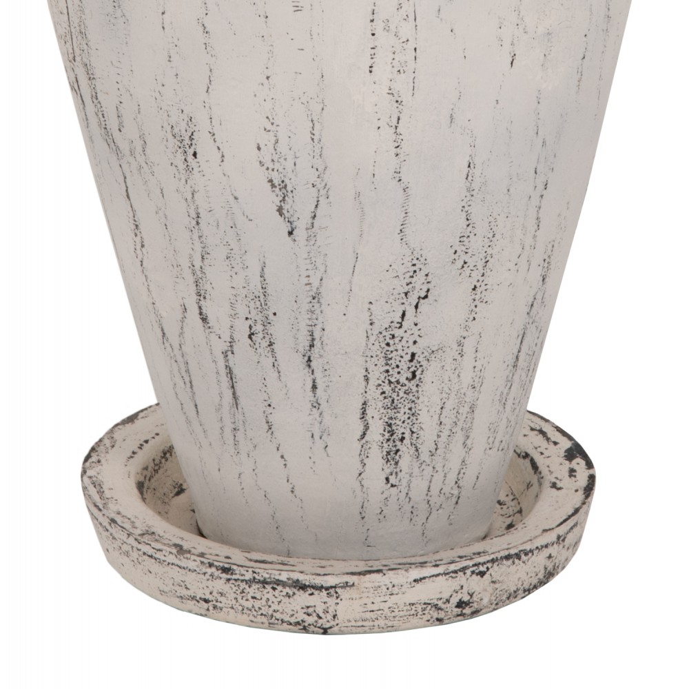 Διακοσμητικό βάζο δαπέδου σε χρώμα αντικέ λευκό Φ40x80