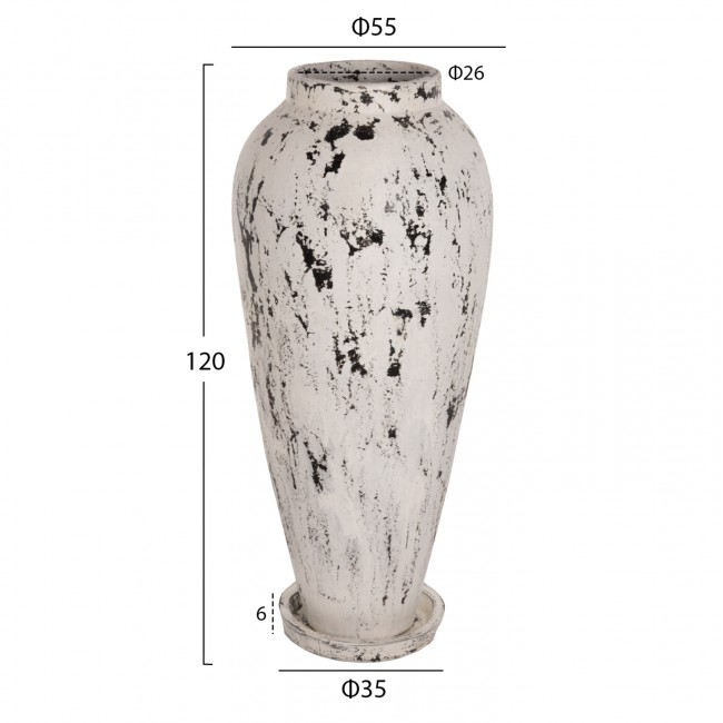 Διακοσμητικό βάζο δαπέδου σε χρώμα λευκό Φ55x120