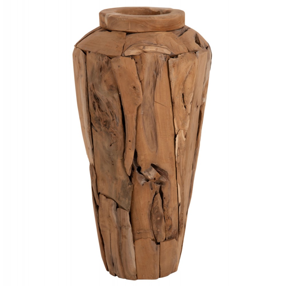 Διακοσμητικό βάζο δαπέδου από ξύλο σε χρώμα φυσικό Φ40x80