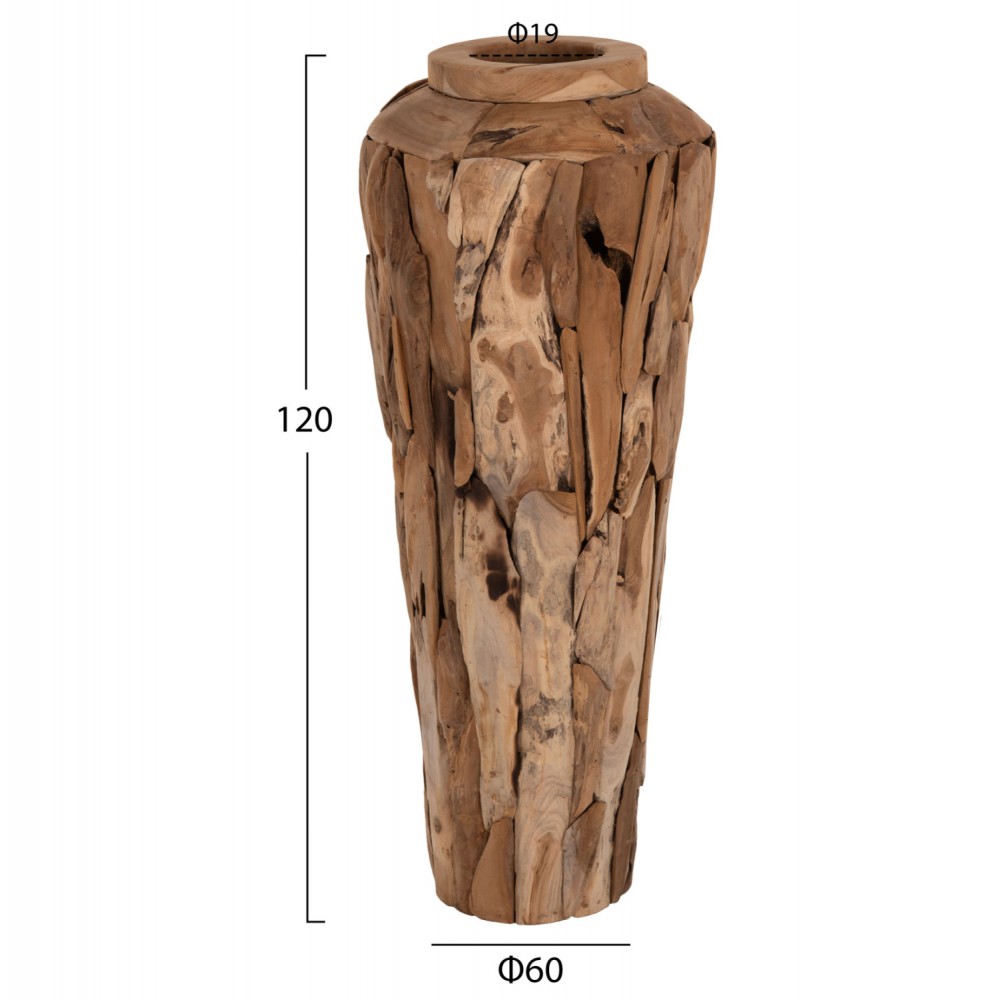Διακοσμητικό βάζο δαπέδου από ξύλο σε χρώμα φυσικό Φ60x120