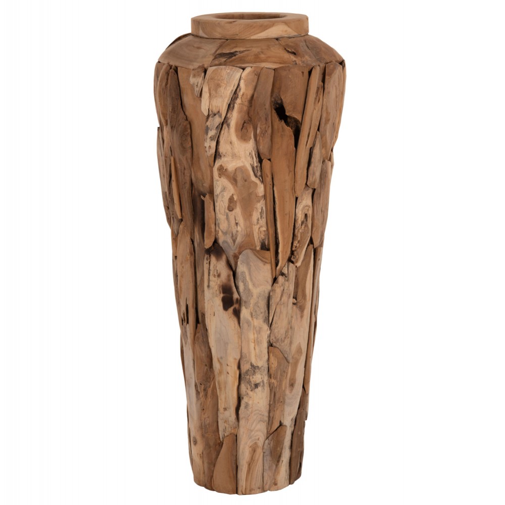 Διακοσμητικό βάζο δαπέδου από ξύλο σε χρώμα φυσικό Φ60x120