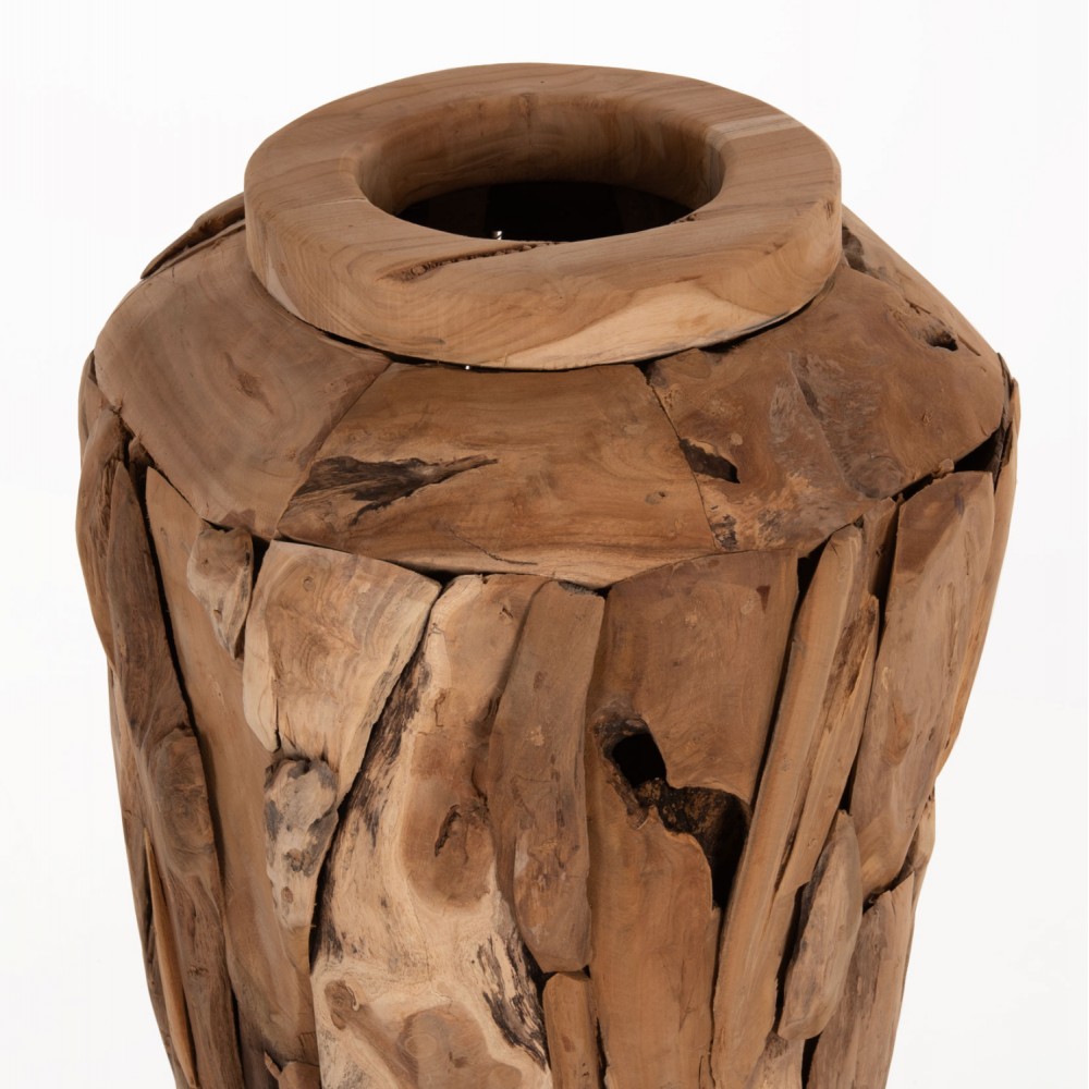Διακοσμητικό βάζο δαπέδου από ξύλο σε χρώμα φυσικό Φ60x120