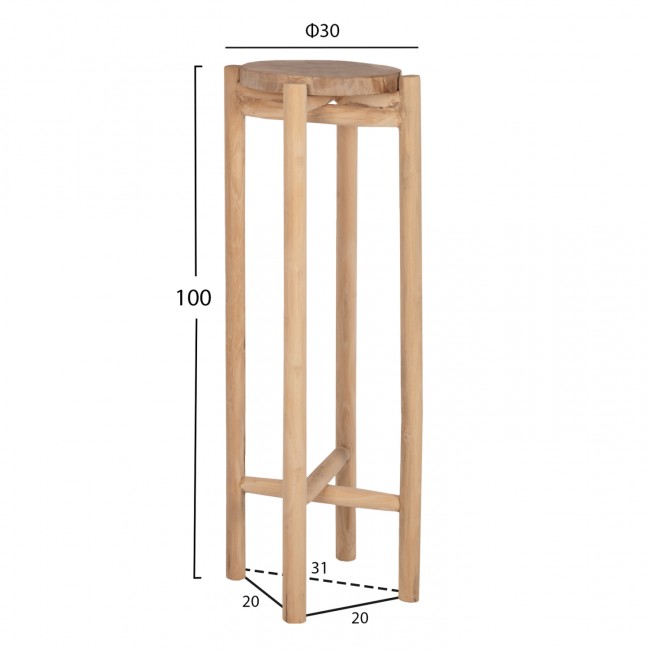 Ανθοστήλη "ΗOVER" από ξύλο σε φυσικό χρώμα Φ30x100