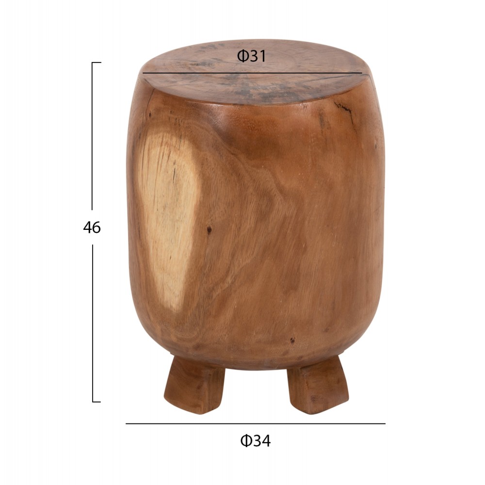 Σκαμπό "BOZZO" από ξύλο σε φυσικό χρώμα Φ34x46