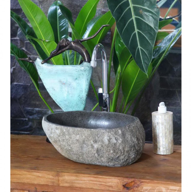 Νεροχύτης μπάνιου "STONE SINK" από πέτρα σε χρώμα γκρί 50-60