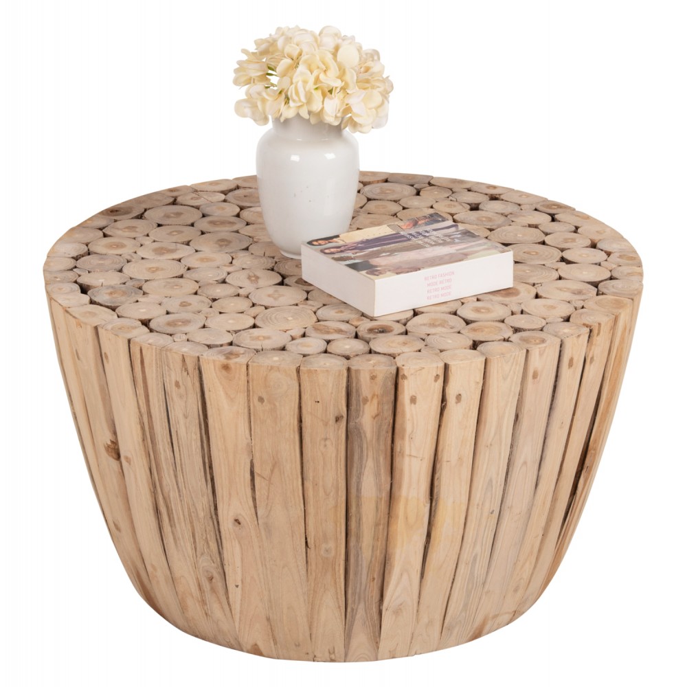 Τραπέζι σαλονιού από μασίφ σε χρώμα φυσικό Φ80x46