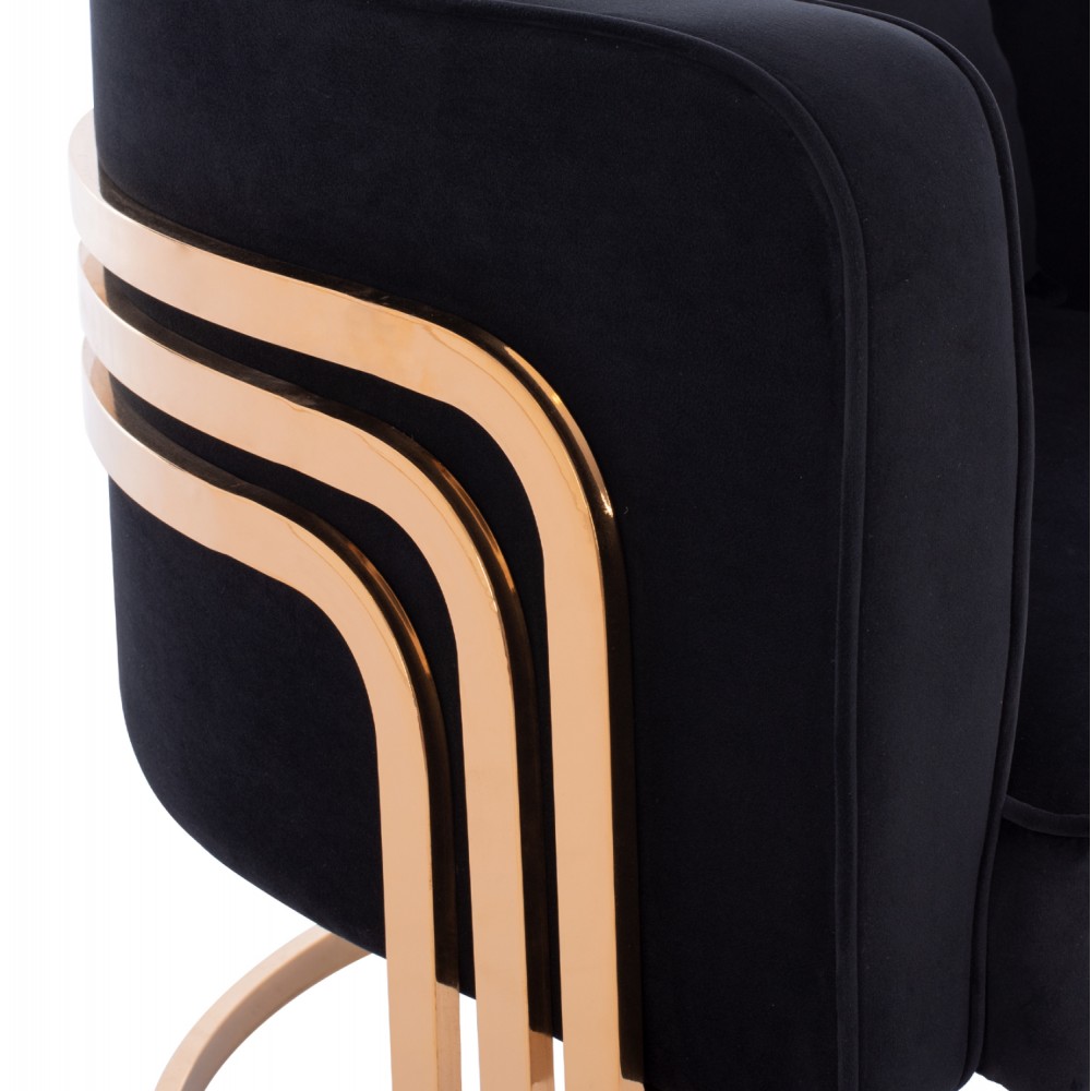 Πολυθρόνα "TIANA" από ύφασμα/μέταλλο σε χρώμα μαύρο/χρυσό 80x70x68