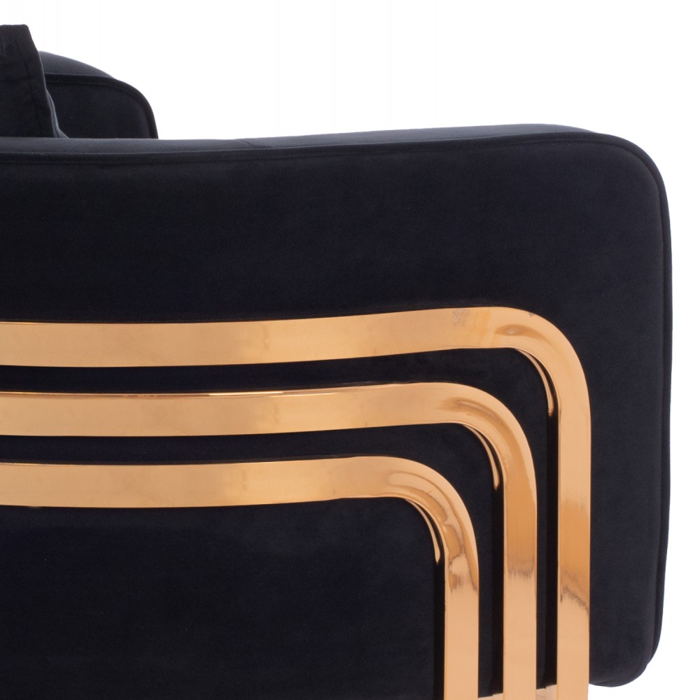 Πολυθρόνα "TIANA" από ύφασμα/μέταλλο σε χρώμα μαύρο/χρυσό 80x70x68