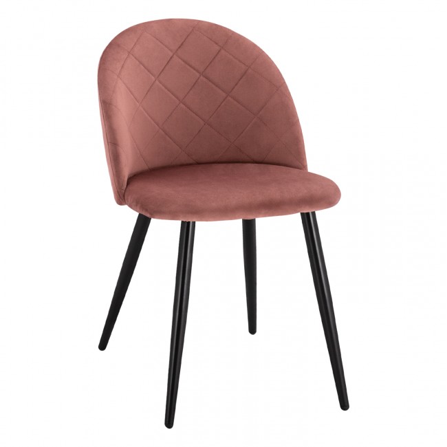 Καρέκλα τραπεζαρίας "ODED" από βελούδο/μέταλλο σε χρώμα σάπιο μήλο/μαύρο 49x57x79