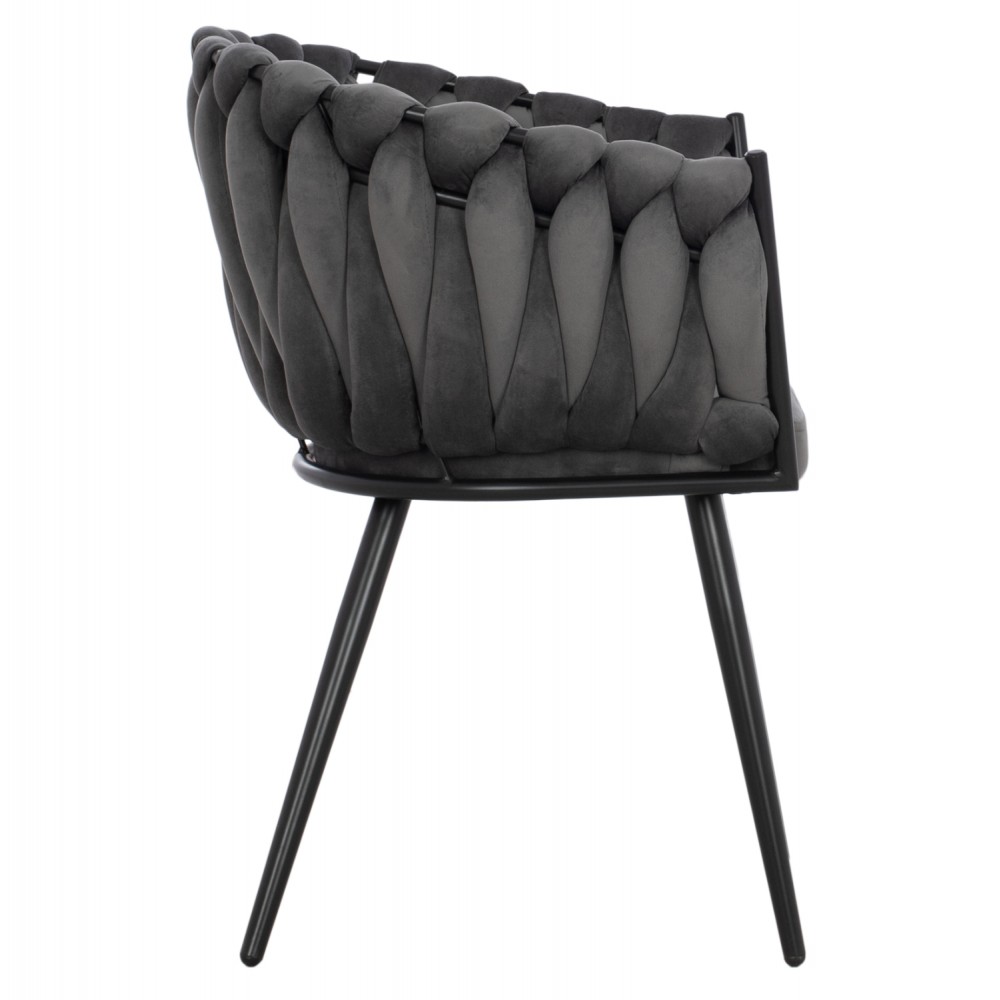 Πολυθρόνα "LUANDA" από βελούδο/μέταλλο σε χρώμα γκρί/μαύρο 60x54x78