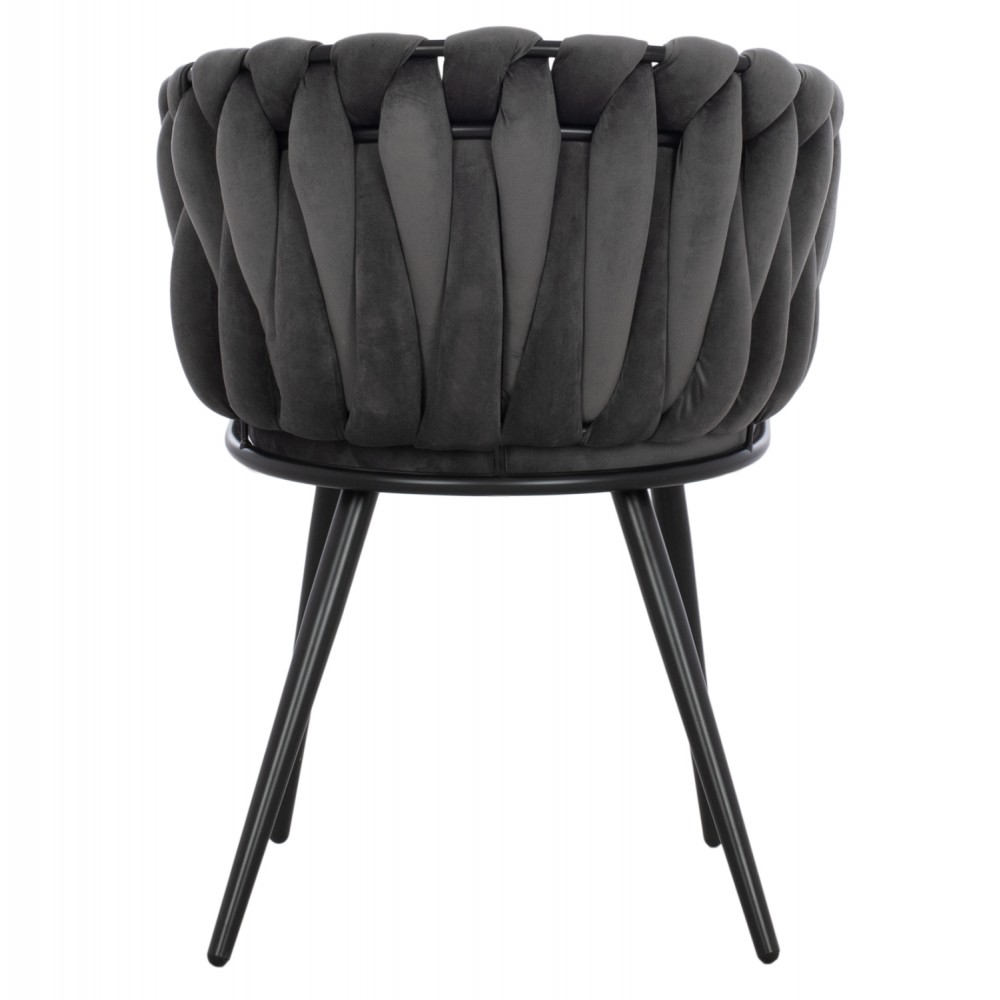 Πολυθρόνα "LUANDA" από βελούδο/μέταλλο σε χρώμα γκρί/μαύρο 60x54x78