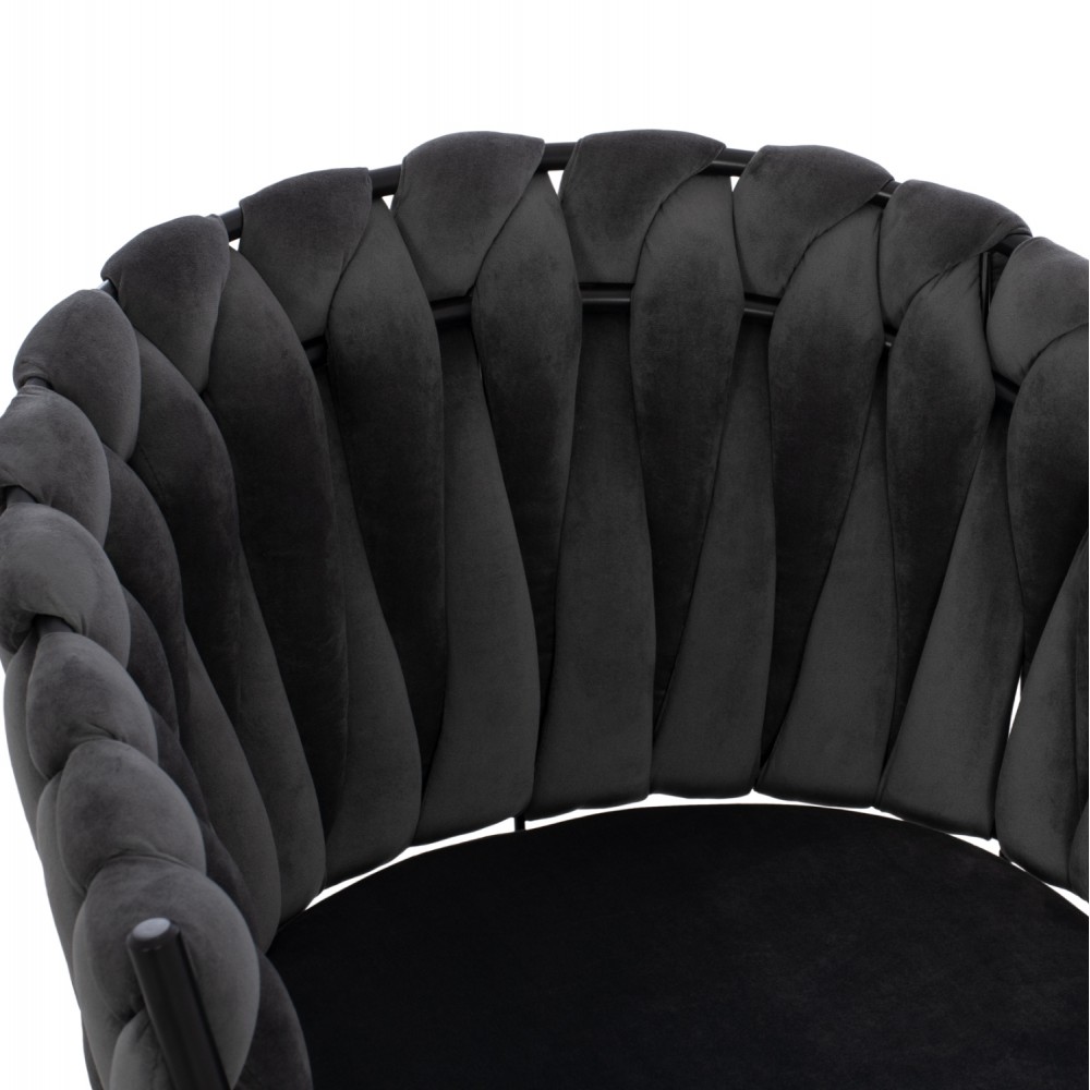 Πολυθρόνα "LUANDA" από βελούδο/μέταλλο σε χρώμα γκρί/μαύρο 60x54x78