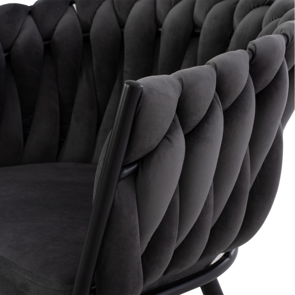 Πολυθρόνα "LUANDA" από βελούδο/μέταλλο σε χρώμα γκρί/μαύρο 60x54x78