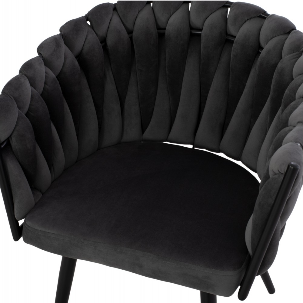 Πολυθρόνα "LUANDA" από βελούδο/μέταλλο σε χρώμα γκρί/μαύρο 60x54x78