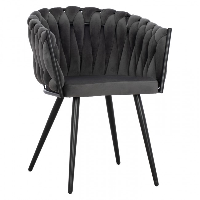 Πολυθρόνα "LUANDA" από βελούδο/μέταλλο σε χρώμα γκρί/μαύρο 60x54x78