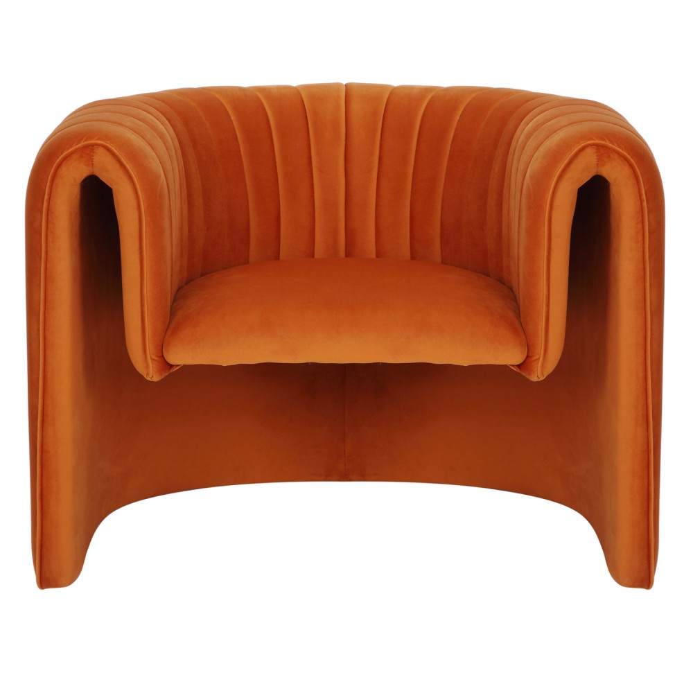Πολυθρόνα "RIKER" από βελούδο/μέταλλο σε πορτοκαλί χρώμα 92x74x69