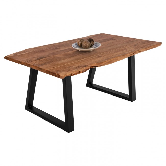 Τραπέζι "MONTANA" από ξύλο/μέταλλο σε φυσικό/μαύρο χρώμα 160x90x78