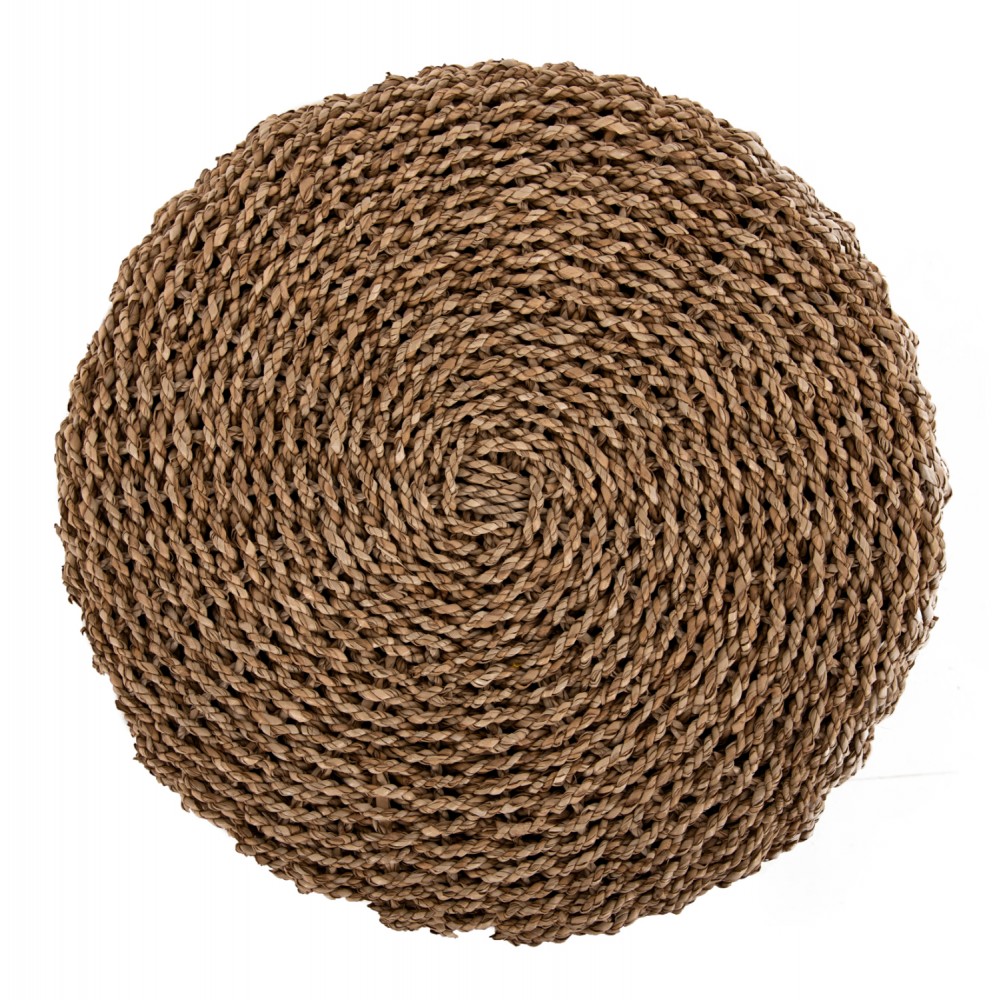 Σκαμπό "BEAM" από ψάθα/ξύλο σε φυσικό/μαύρο χρώμα Φ43x45