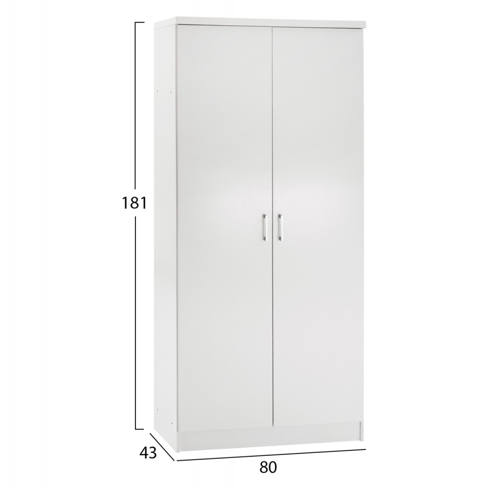 Ντουλάπα δίφυλλη "JENNA" σε χρώμα λευκό 80x43x181