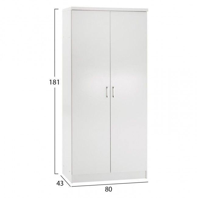 Ντουλάπα δίφυλλη "JENNA" σε χρώμα λευκό 80x43x181