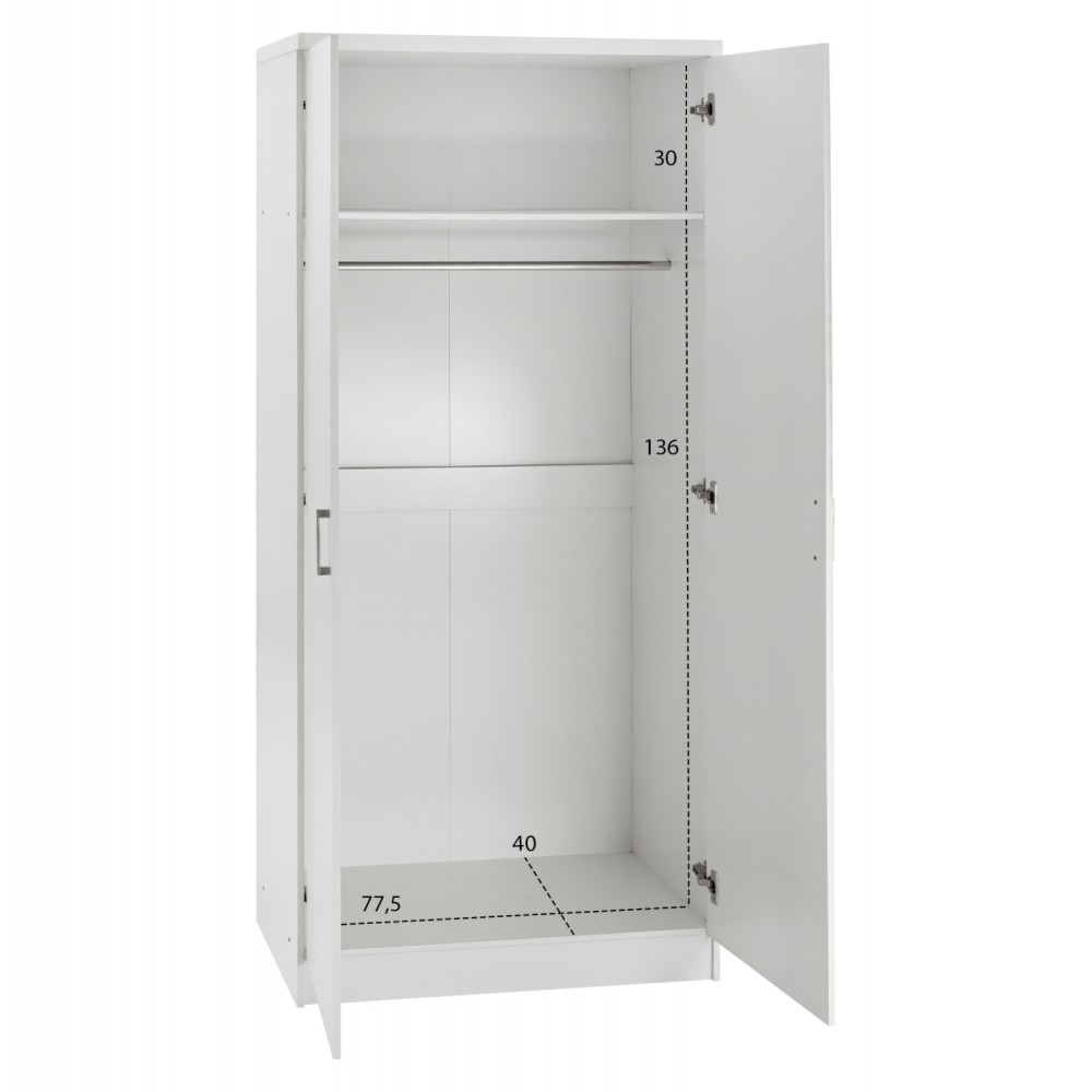 Ντουλάπα δίφυλλη "JENNA" σε χρώμα λευκό 80x43x181