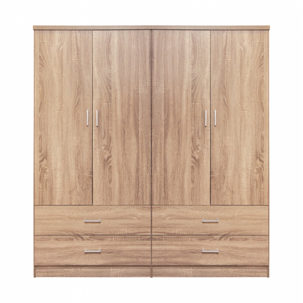 Ντουλάπα τετράφυλλη σε χρώμα σονόμα 160X42X181