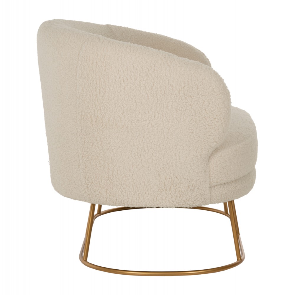 Καναπές διθέσιος "ARIEN" από μέταλλο/ύφασμα μπουκλέ σε χρώμα εκρού/χρυσό 130x75x85