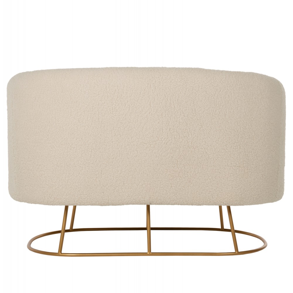 Καναπές διθέσιος "ARIEN" από μέταλλο/ύφασμα μπουκλέ σε χρώμα εκρού/χρυσό 130x75x85