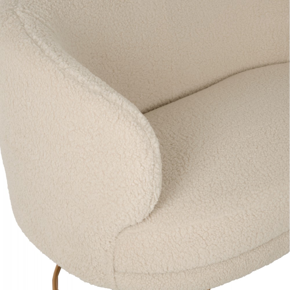 Καναπές διθέσιος "ARIEN" από μέταλλο/ύφασμα μπουκλέ σε χρώμα εκρού/χρυσό 130x75x85