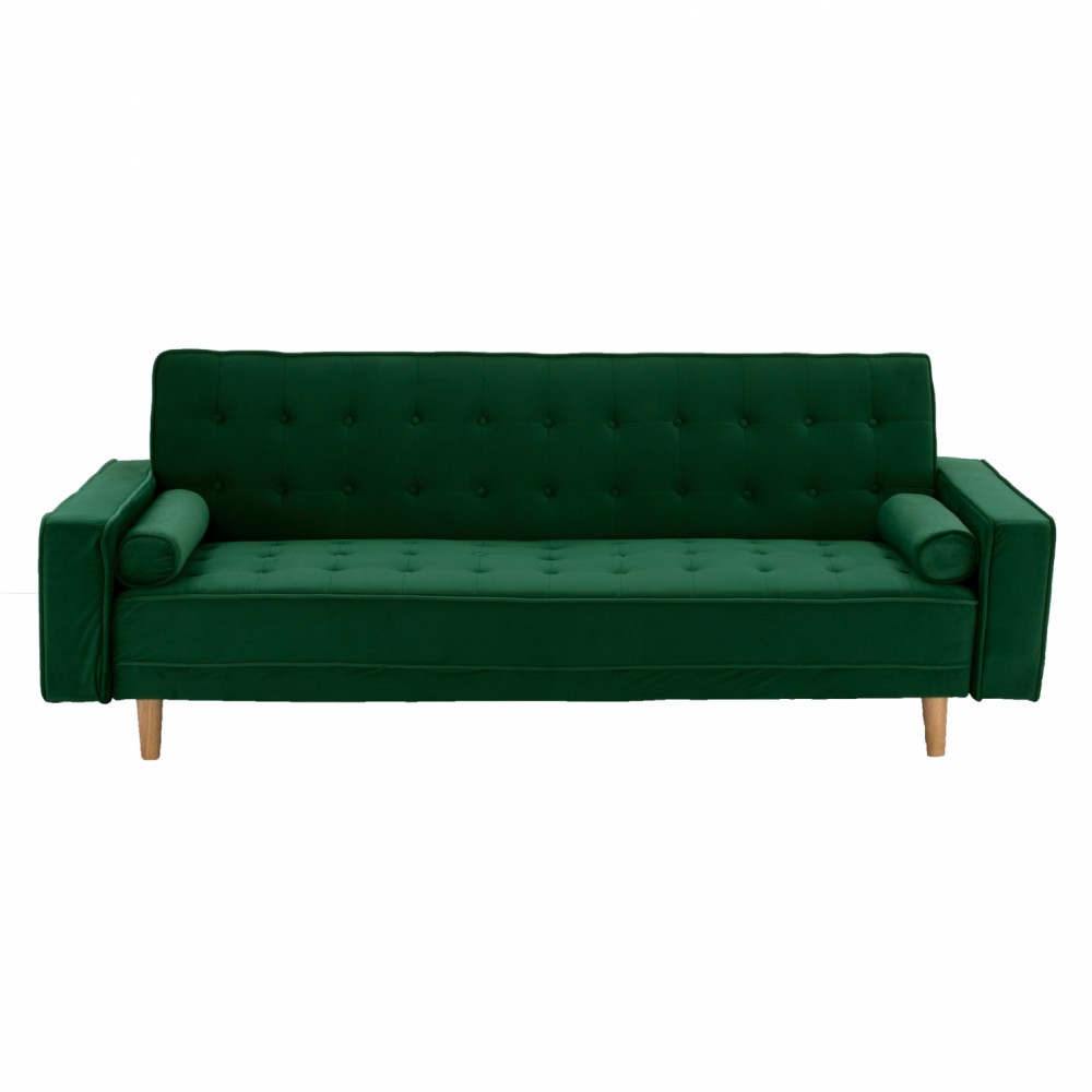 Καναπές κρεβάτι "SALVADOR" από βελούδο σε χρώμα κυπαρισσί 223X90X80