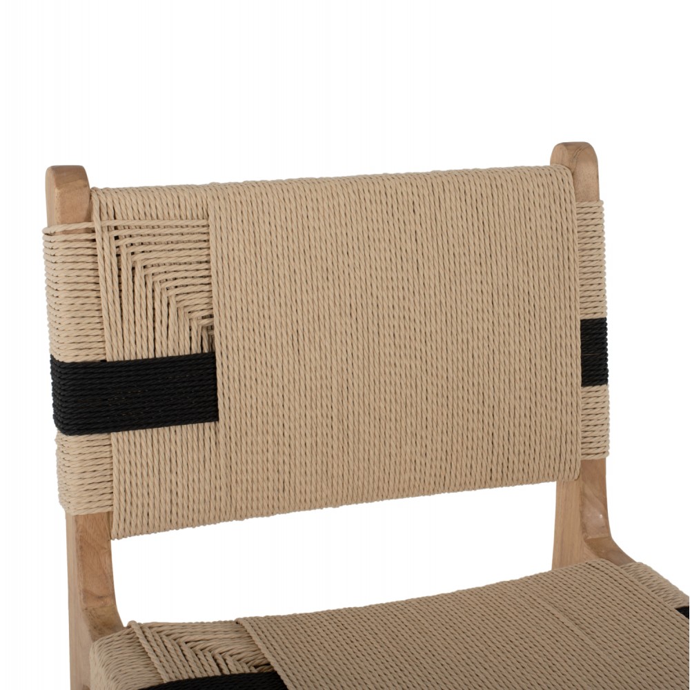 Σκαμπό μπαρ από σχοινί/ξύλο σε χρώμα φυσίκο 45x46x95