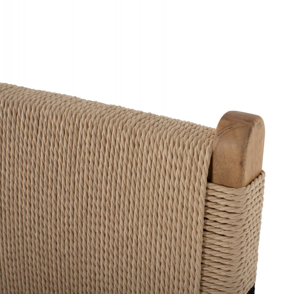 Σκαμπό μπαρ από σχοινί/ξύλο σε χρώμα φυσίκο 45x46x95