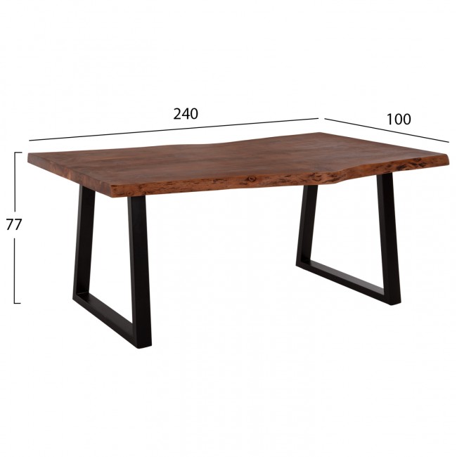 Τραπέζι τραπεζαρίας "MONTANA" από MDF/μέταλλο σε χρώμα καρυδί/μαύρο 240x100x77