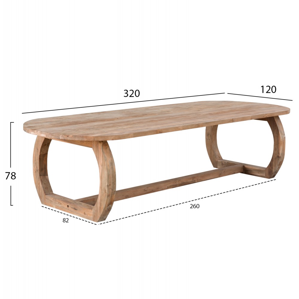 Τραπέζι τραπεζαρίας από ξύλο σε χρώμα φυσικό 320x120x78