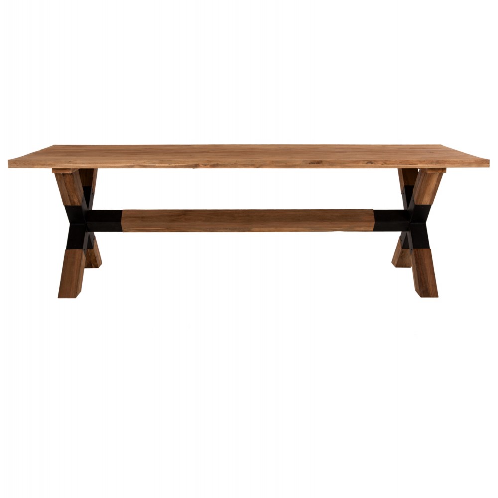 Τραπέζι τραπεζαρίας από ξύλο/μέταλλο σε χρώμα φυσικό/μαύρο 250x100x78