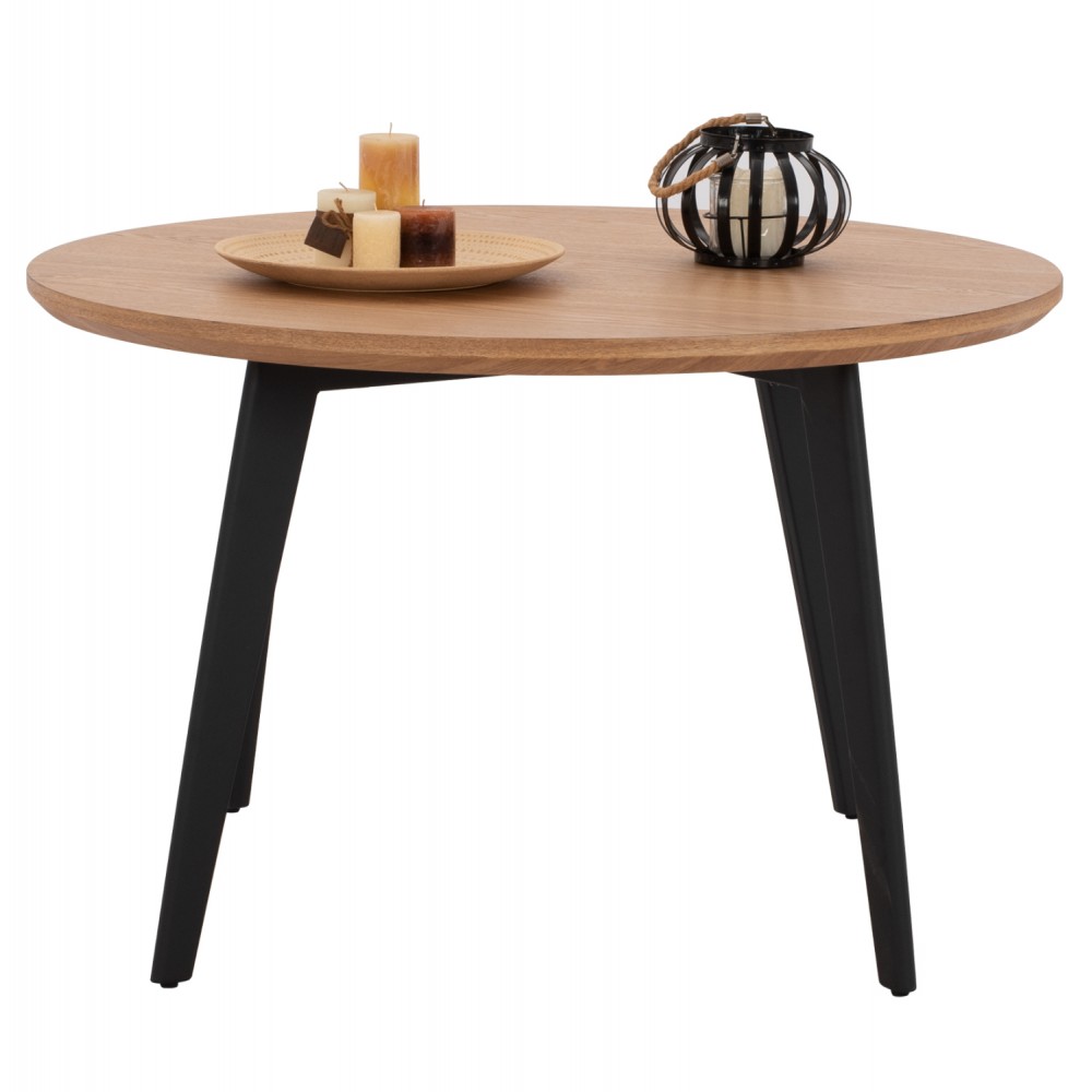 Τραπέζι τραπεζαρίας από mdf/μέταλλο σε χρώμα φυσικό/μαύρο Φ120x75