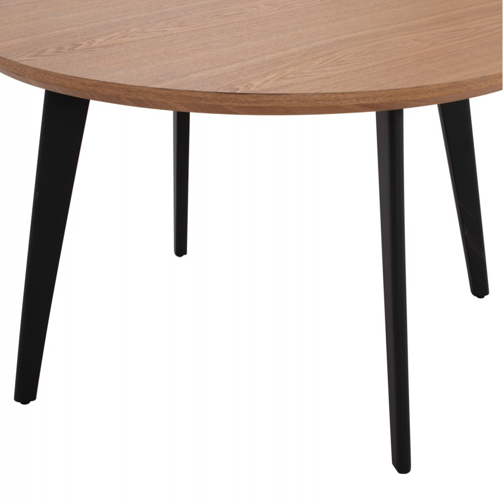 Τραπέζι τραπεζαρίας από mdf/μέταλλο σε χρώμα φυσικό/μαύρο Φ120x75