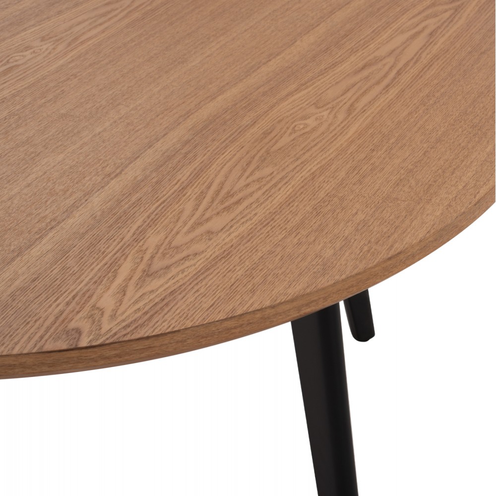 Τραπέζι τραπεζαρίας από mdf/μέταλλο σε χρώμα φυσικό/μαύρο Φ120x75