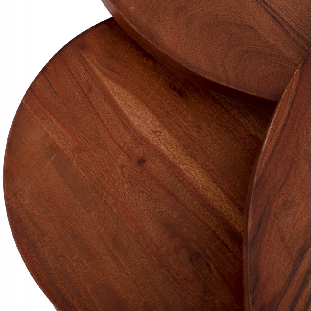 Σετ ζιγκόν "OBI" 3τμχ από ξύλο/μέταλλο σε χρώμα καρυδί/μαύρο 78x78x47