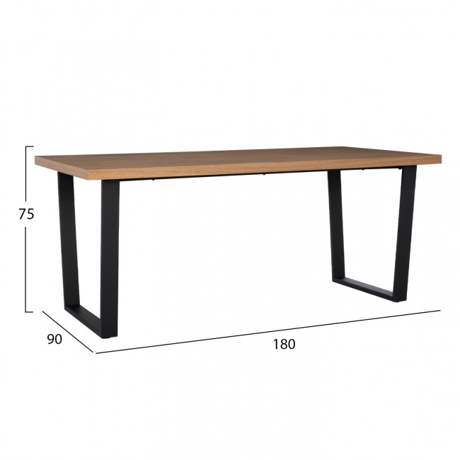 Τραπέζι τραπεζαρίας σε χρώμα φυσικό/μαύρο 180X90X75